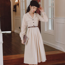Load image into Gallery viewer, Vestidos de mujer casual Dress Female Suit Lapel Simple Retro Midi Dress Women Fall Korean Fashion Pleated Dress Office Lady Y2K