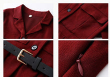 Load image into Gallery viewer, Vestidos de mujer casual Dress Female Suit Lapel Simple Retro Midi Dress Women Fall Korean Fashion Pleated Dress Office Lady Y2K