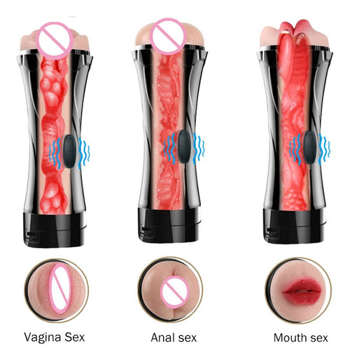 Vibrator Sex Toys for Men Pocket Pussy Artificial Vagina Masturbation Mouth Vaginal Anal Sex Machine Male Masturbator Sex Shop