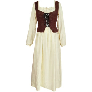 Vintage Cottage Style Mori Girl Dress European Medieval Cotton Linen Long Sleeve Retro Woman Prairie Chic Lawn Dresses Autumn