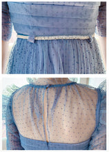 Load image into Gallery viewer, Vintage Dresses 2021 Newest Summer Elegant Fashion Mesh Ruched Short Sleeve High Waist Holiday Beach Long Dress Vestidos