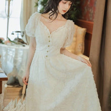 Load image into Gallery viewer, Vintage Elegant Dress Women French Retro Kawaii  Lace Up Sweet Dress Female Puff Sleeve Casual  Fit Chic Party Dress Summer 2021