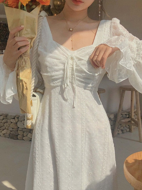 Vintage Fairy Dress Women Elegant Designer Chiffon Dress Long Sleeve French Party Midi Dress Casual Women's Clothing Autumn 2020