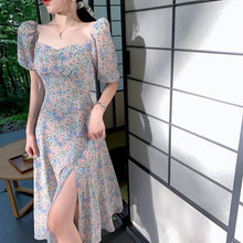 Load image into Gallery viewer, Vintage Floral Dress Women Summer Designer Off The Should Split Elegant Dress 2021 Chic Party Midi Cottagecore Sweet Dress Boho