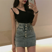 Load image into Gallery viewer, Vintage High Waist Denim Skirt for Women Simple Trendy Streetwear All Match Casual Faldas Mujer Korean Style Chic Summer Jupe