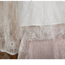 Load image into Gallery viewer, Vintage Lace Blouse Women Elegant Designer Hollow Out Korean Sweet Floral Blouse Female Casual Chic Beach Blouse 2021 Summer