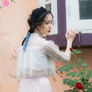 Vintage Lace Blouse Women Elegant Designer Hollow Out Korean Sweet Floral Blouse Female Casual Chic Beach Blouse 2021 Summer
