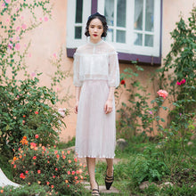 Load image into Gallery viewer, Vintage Lace Blouse Women Elegant Designer Hollow Out Korean Sweet Floral Blouse Female Casual Chic Beach Blouse 2021 Summer