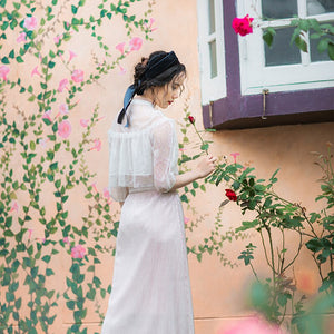 Vintage Lace Blouse Women Elegant Designer Hollow Out Korean Sweet Floral Blouse Female Casual Chic Beach Blouse 2021 Summer