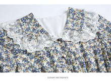 Load image into Gallery viewer, Vintage Lace Peter Pan Collar Female Chiffon Dress Female Short Sleeve Elegant Casual Floral Print Midi Dress Vestidos