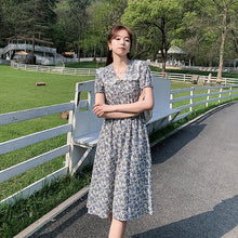 Load image into Gallery viewer, Vintage Lace Peter Pan Collar Female Chiffon Dress Female Short Sleeve Elegant Casual Floral Print Midi Dress Vestidos