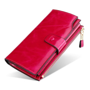 Vintage Luxury Women Wallets Genuine Leather Long Zipper Clutch Purse Large Capacity Card Holder Wallet