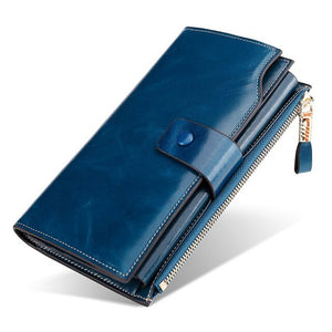 Vintage Luxury Women Wallets Genuine Leather Long Zipper Clutch Purse Large Capacity Card Holder Wallet