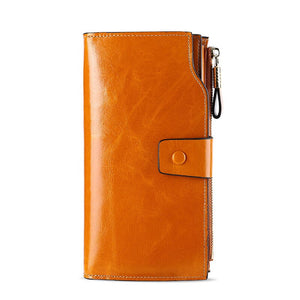 Vintage Luxury Women Wallets Genuine Leather Long Zipper Clutch Purse Large Capacity Card Holder Wallet
