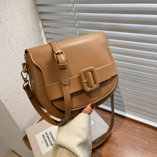 Vintage Mini PU Leather Saddle Crossbody Bags Handbag Underarm Shoulder Bags for Women Designer Brand Luxury Trendy 2022
