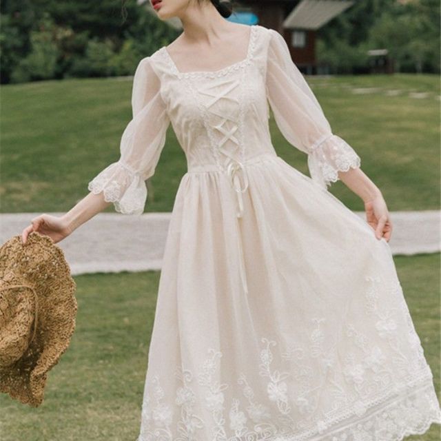 Vintage Retro Dress Women French Style Elegant Designer Fairy Dress Casual Slim Chiffon Party Dress 2020 Autumn Women's Clothing