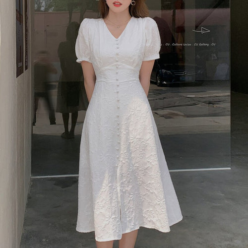 Vintage Solid Button Midi Dress Sexy Party Club Bodycon High Slit Dresses Women Summer Casual Vestido De Mujer 2021 Sundress New