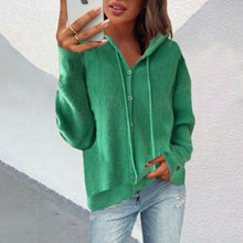 Load image into Gallery viewer, Vintage Solid Women Blouse Autumn Fashion Cardigan Elegant V Neck Long Sleeve Button Hooded Casual Lady Office Shirts Loose Tops