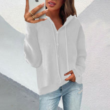 Load image into Gallery viewer, Vintage Solid Women Blouse Autumn Fashion Cardigan Elegant V Neck Long Sleeve Button Hooded Casual Lady Office Shirts Loose Tops