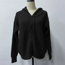 Load image into Gallery viewer, Vintage Solid Women Blouse Autumn Fashion Cardigan Elegant V Neck Long Sleeve Button Hooded Casual Lady Office Shirts Loose Tops