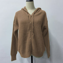 Load image into Gallery viewer, Vintage Solid Women Blouse Autumn Fashion Cardigan Elegant V Neck Long Sleeve Button Hooded Casual Lady Office Shirts Loose Tops