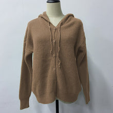 Load image into Gallery viewer, Vintage Solid Women Blouse Autumn Fashion Cardigan Elegant V Neck Long Sleeve Button Hooded Casual Lady Office Shirts Loose Tops