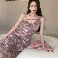 Load image into Gallery viewer, Vintage Summer Strap Dresses Women French Elegant Designer Sexy Slim Sleeveless Dresses Female Casual Outdoor Party Dress 2021