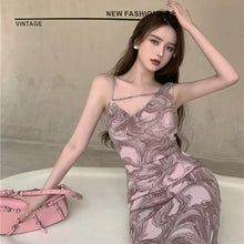 Load image into Gallery viewer, Vintage Summer Strap Dresses Women French Elegant Designer Sexy Slim Sleeveless Dresses Female Casual Outdoor Party Dress 2021