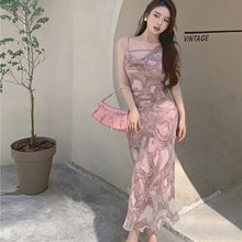 Load image into Gallery viewer, Vintage Summer Strap Dresses Women French Elegant Designer Sexy Slim Sleeveless Dresses Female Casual Outdoor Party Dress 2021