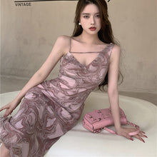 Load image into Gallery viewer, Vintage Summer Strap Dresses Women French Elegant Designer Sexy Slim Sleeveless Dresses Female Casual Outdoor Party Dress 2021