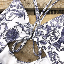 Load image into Gallery viewer, Vintage Women One Piece Swimsuit Floral Print Swimwear 2020 Cut Out Bathing Suit Straps Retro Monokini Summer Bodysuit Female