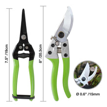 Load image into Gallery viewer, WORKPRO 2PC Pruning Shears Set 8&quot; Pruner and 7.5&quot; Garden Scissors for Garden Grass Shears