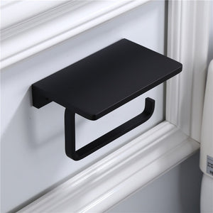 Wall Mounted Black Toilet Paper Holder Tissue Paper Holder Roll Holder With Phone Storage Shelf  Bathroom Accessories