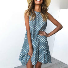 Load image into Gallery viewer, Wave Point Dress Ruffle Women 2019 Spring Summer Street Sexy Casual Slim Thin Beach Party O Neck Mini Polka Dot Dress Vestidos