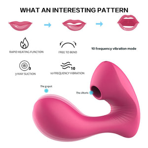 Wearable Clitoral Sucking Massager with 10 Vibration 3 Suction Modes Massage Device for Women,Dual Pleasure Vibrating Stimulator