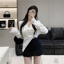 Load image into Gallery viewer, White Casual Elegant Blouse Autumn 2021 Long Sleeve France Korean Chic Blouse Women Irregular High Street Designer Clothing 2021