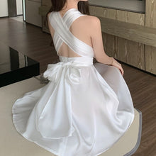 Load image into Gallery viewer, White Dress Women French Slim Sexy Backless V-neck Sleeveless Elegant Solid Dresses Ladies Summer Party Holiday Vestidos Woman