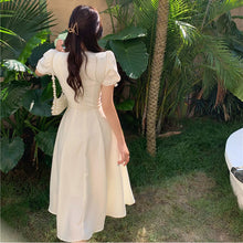 Load image into Gallery viewer, White Elegant Split Dress Women Summer Korean V-Neck Sweet Sexy Midi Dress Female Puff Sleeve Japanese Strapless Party Dress