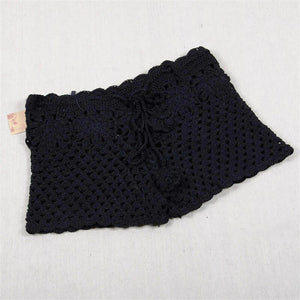 White Knitted Crochet Shorts Women Fashion 2022 Summer See-through Elastic Waist Shorts Beach Tight Shorts Bikini Bottom