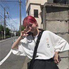 Load image into Gallery viewer, White Loose Tshirt Streetwear Summer Oversized Letter PrintT Shirt Women Harajuku Half Sleeves Tops Tee Hip Hop Tshirt Funny