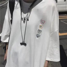 Load image into Gallery viewer, White Loose Tshirt Streetwear Summer Oversized Letter PrintT Shirt Women Harajuku Half Sleeves Tops Tee Hip Hop Tshirt Funny