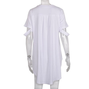 White Shirt Women Summer Autumn 2021 New Arrival Fashion Short Sleeve Casual Blouses Ladies Asymmetrical Top Autumn Blusas
