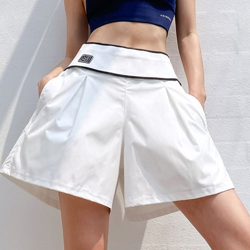 White Summer Running Shorts Women  High Waist Loose Marathon Quick Dry Shorts Gym Loose Sport Shorts Breathable Yoga Shorts