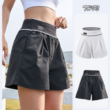 Load image into Gallery viewer, White Summer Running Shorts Women  High Waist Loose Marathon Quick Dry Shorts Gym Loose Sport Shorts Breathable Yoga Shorts