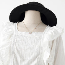 Load image into Gallery viewer, White Women Blouse Square Collar Ruffles Long-Sleeved Loose Elegant Office Lady Pulls Outwear Tops