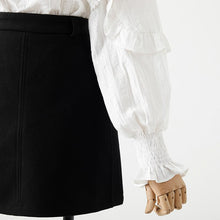 Load image into Gallery viewer, White Women Blouse Square Collar Ruffles Long-Sleeved Loose Elegant Office Lady Pulls Outwear Tops