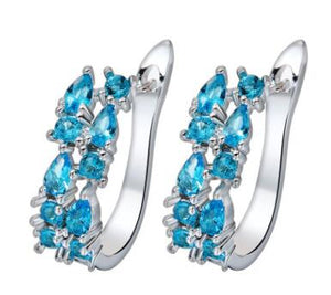 Wholesale Luxury 925 Sterling Sliver Stud Earrings Flash CZ Zircon Ear Studs 3 Colors Earrings For Women Cheap brincos