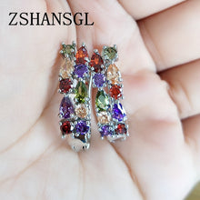 Load image into Gallery viewer, Wholesale Luxury 925 Sterling Sliver Stud Earrings Flash CZ Zircon Ear Studs 3 Colors Earrings For Women Cheap brincos