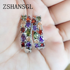 Wholesale Luxury 925 Sterling Sliver Stud Earrings Flash CZ Zircon Ear Studs 3 Colors Earrings For Women Cheap brincos