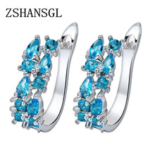 Load image into Gallery viewer, Wholesale Luxury 925 Sterling Sliver Stud Earrings Flash CZ Zircon Ear Studs 3 Colors Earrings For Women Cheap brincos